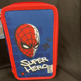 Scooli 3 Zipper Pocket Spiderman Pencil Case W/colored Pencils & Accessories Marvel