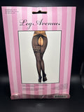 Leg Avenue Strappy Wrap Around Crotchless Fishnet Tights w/Garter Black OS 9914