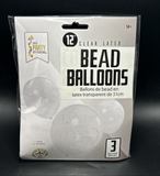 12" Clear White Bead Latex Balloons | 3 count - Filled With Styrofoam Beads