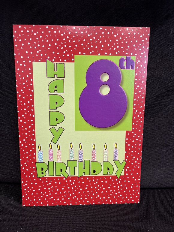 Happy 8th Birthday Greeting Card w/Envelope