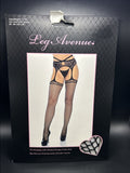 Leg Avenue Net Stockings w/Attached Strappy Garter Belt OS Black 1779