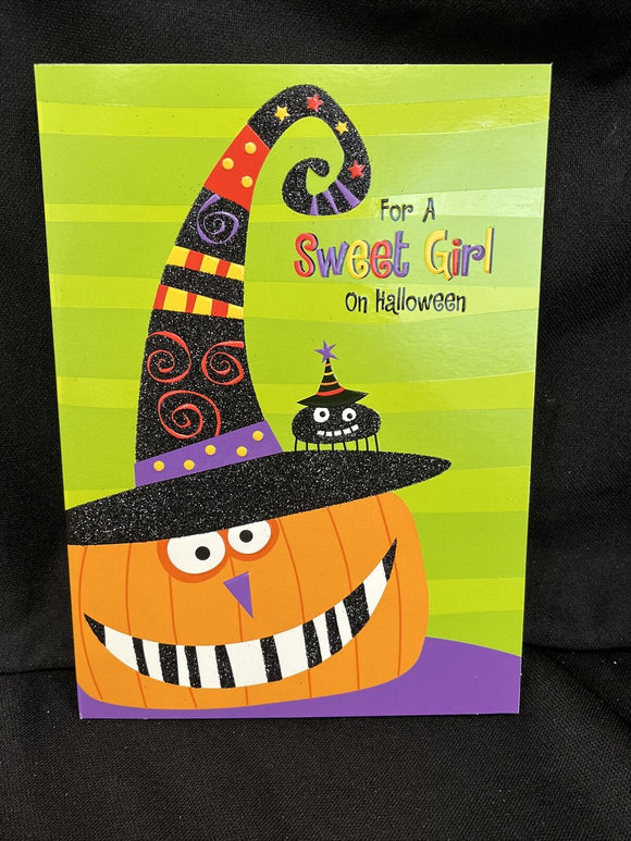 Happy Halloween Sweet Girl Greeting Card w/Envelope