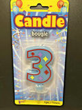 “3” Festive Number Candle By Forum