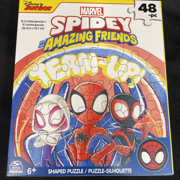 Marvel Spiderman Team Up 48Pc Silhouette Shaped Kids Puzzle By Spin Master