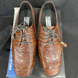 Boys Emilio Uno Brown Crocodile Lace Up Dress Shoes Size 3 1/2