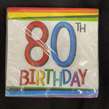 80th Birthday Rainbow 16ct Beverage Napkins Amscan Party