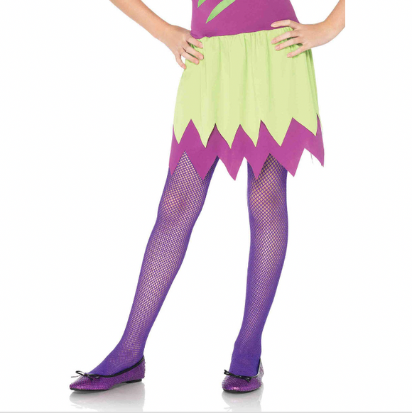 Enchanted Costume Girls Neon Purple Fishnet Tights X-Large 11-13