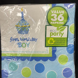Sweet Little Cupcake Boy Blue Lil' 1st Birthday Party 36 Paper Luncheon Napkins
