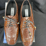 Boys Emilio Uno Brown Crocodile Lace Up Dress Shoes Size 5 1/2