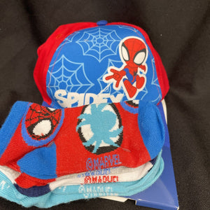 Marvel Spidey Toddler Baseball Hat & 4 Pairs Ankle Socks 5.5-6.5