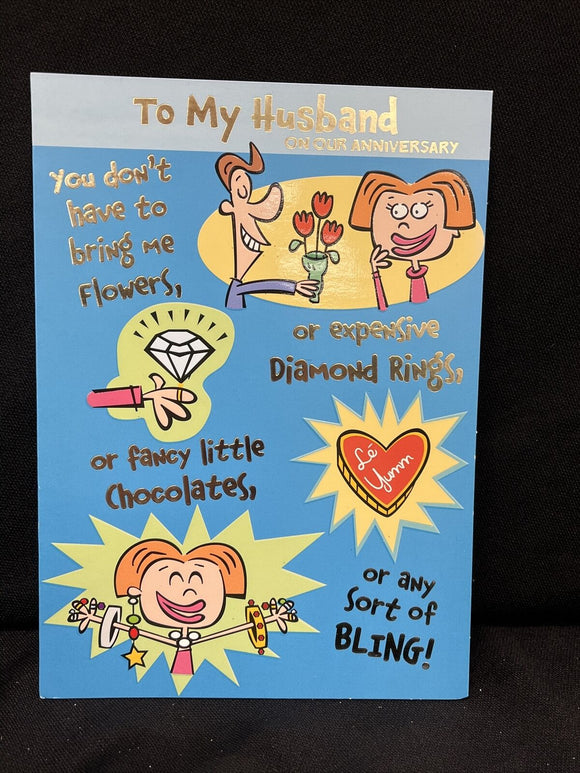 Humorous For Husband on Our Anniversary Greeting Card w/Envelope
