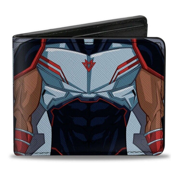 MARVEL AVENGERS Bi-Fold Wallet - Falcon Character Close-Up Front and Back Black