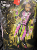 Neon Zombie Girl's Halloween Costume Size Small 4-6