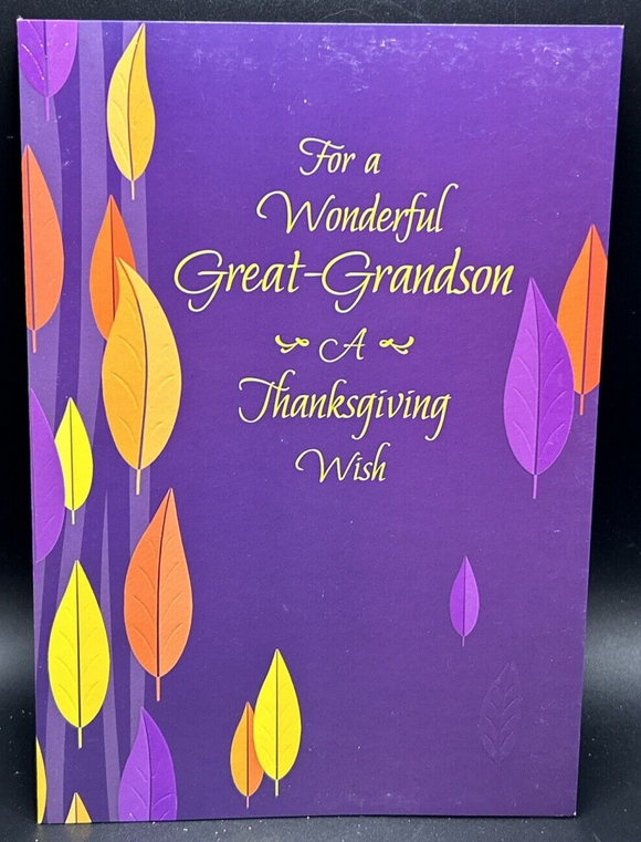 Happy Thanksgiving Great Grandson Greeting Card w/Envelope