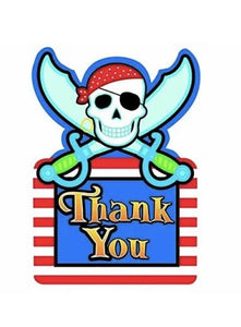 Amscan  Pirate Thank You  Party Invitations 3-7/8 x 5-5/8" Blue/Red 8Ct