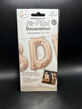 Rose Gold Foil Letter D Air Fill Birthday Party Self Sealing Balloon 16"