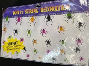 Halloween Foil Spider 100ft Halloween String Decoration