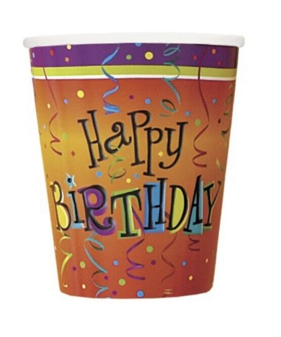 Lively Birthday 9 Oz. Paper Cups 8Ct