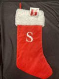 RED VELVET Initial  WHITE FUR CUFF MONOGRAM S CHRISTMAS STOCKING1