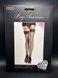 Leg Avenue 9061 Stay Up Industrial Lace Top Thigh Highs Back Seam Black OSFM