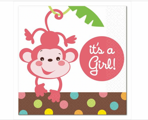Fisher Price Hello Baby Jungle Animals Shower Party Paper Beverage Napkins GIRL