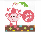 Fisher Price Hello Baby Jungle Animals Shower Party Paper Beverage Napkins GIRL