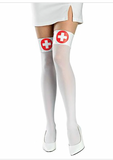 Women's White Nurse Thigh High Stockings Rubies 6167