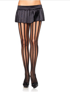 Leg Avenue 9172 Women's Black Vertical Stripes Sheer Tights Costume Accessory OS