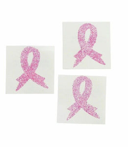 12 Breast Cancer Awareness Tattoos Pink Ribbon Glitter 1 1/2"