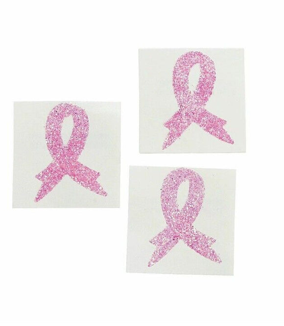 12 Breast Cancer Awareness Tattoos Pink Ribbon Glitter 1 1/2