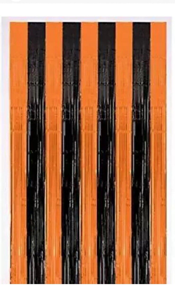 Halloween Party Orange & Black  Door Fringe Curtain Decoration