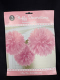 Baby Pink Fluffy Hanging Decorations (3pcs)