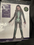 Glow Reaper Grim Skeleton Girl Suit Child Costume Size Med 8-10