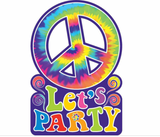 PEACE SIGN LETS PARTY INVITATIONS - 8 Invites w/ Envelopes Seals & Stickers