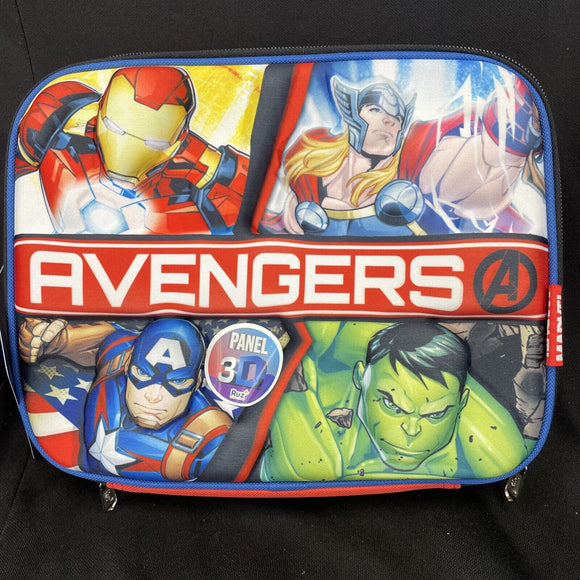 Marvel Avengers 3D Panel Insulated Lunch Bag Zip  Closure & Adjustable Strap