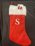 RED VELVET Initial  WHITE FUR CUFF MONOGRAM S CHRISTMAS STOCKING0