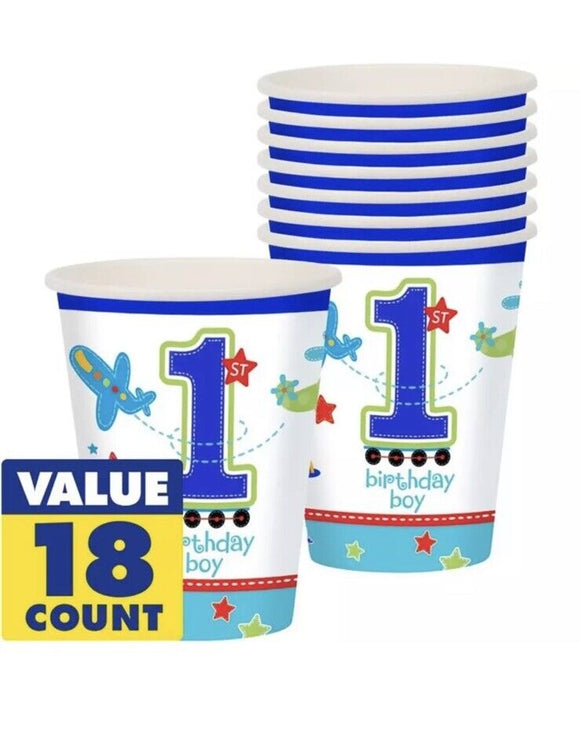 All Aboard 1st Birthday Cups Paper Party Supplies 18 Per Package 9 Oz