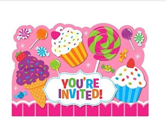 Happy Birthday Sweet Shop Invitation Set W/ Envelopes (8ct)