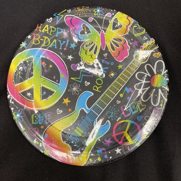 Neon Doodle Peace Rock N Roll Birthday 9