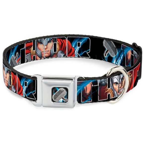 MARVEL AVENGERS Thor's Hammer Full Color Seatbelt Buckle Collar - WTH010