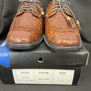 Boys Emilio Uno Brown Crocodile Lace Up Dress Shoes Size 5 1/2