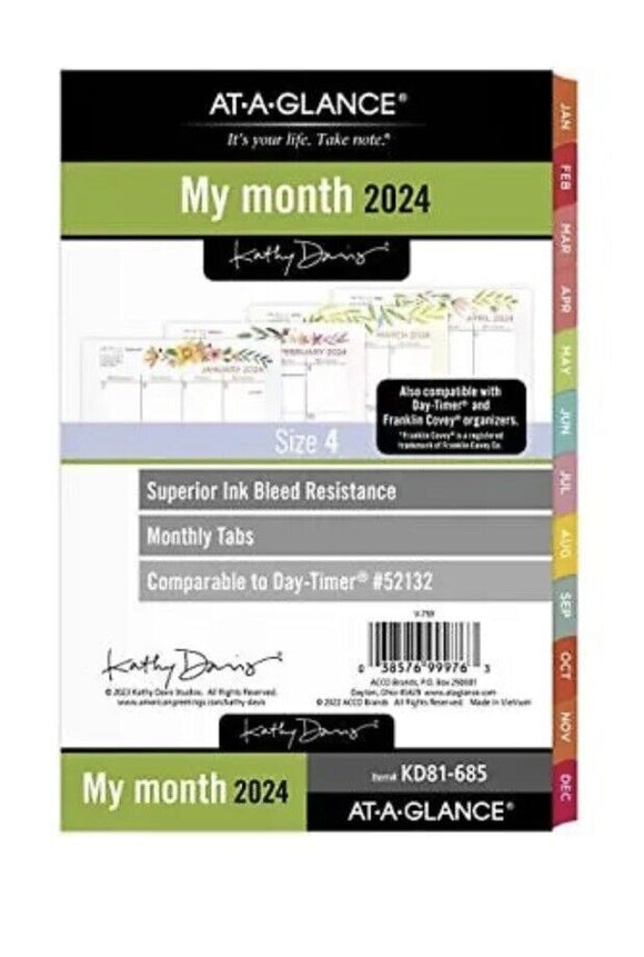 AT-A-GLANCE 2024 Monthly Planner Refill 52132 DAY-TIMER 5-1/2 x 8-1/2 Size