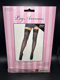 Leg Avenue Stay Up Lace Top Lurex Shimmer Cable Net Thigh Highs Black OS 9322