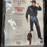 Cowboy Western Biker Chaps Vest Black Faux Leather Adult Costume Small 36-382