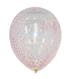 12" Clear Light Pink Bead Latex Balloons | 3 count - Filled With Styrofoam Beads