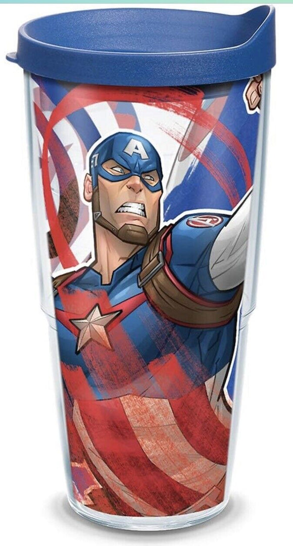 Tervis Marvel Captain America Action 24oz Double Wall Tumbler W/Lid