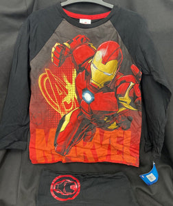 Marvel Avengers Iron Man Kids Pajama Set Pants & Long Sleeve Top Size 6