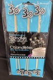 Black 30th Birthday Candles~30th Birthday Anniversary Party Cake Decoration 6ct
