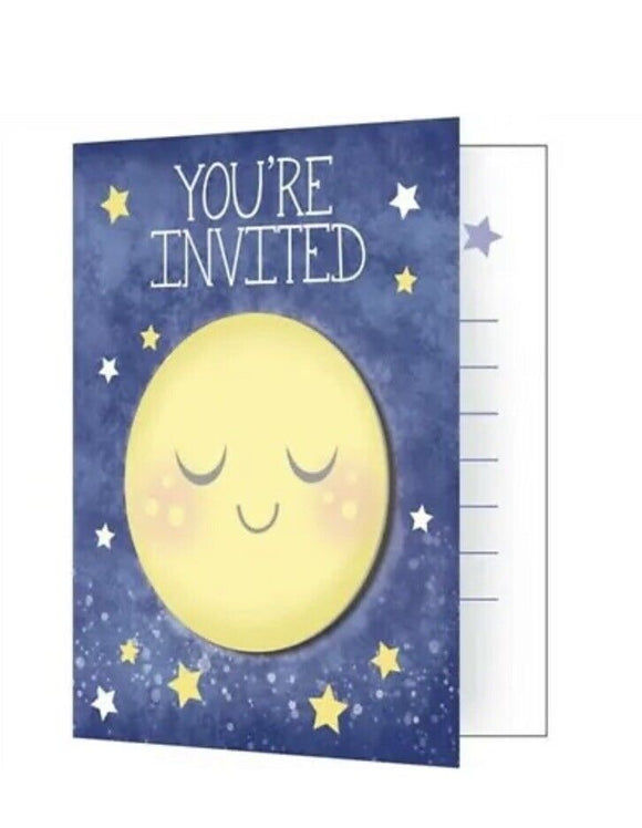To the Moon and Back Gatefold Invitations 8 Pack Paper Baby Shower Invites
