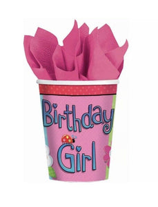 Garden Girl Butterfly Flower Ladybug Kids Birthday Party 9 oz. Paper Cups